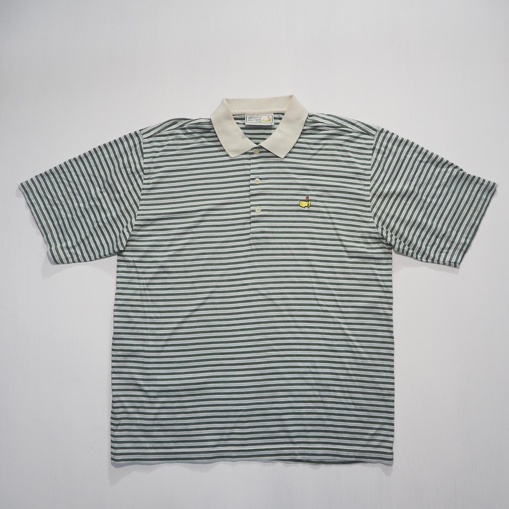 VTG Masters Tournament Augusta National Golf Polo Mens Large Green Stripe Shirt